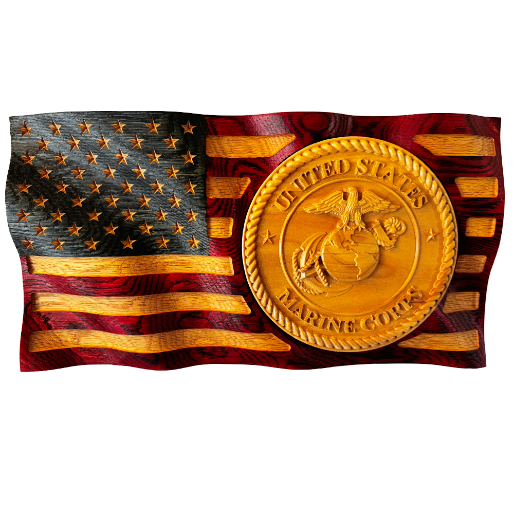 Marine Corps Coat Of Arms Wave Flag 18 Inch Lumber Frog Creations LLC marine-corps-coat-of-arms-wave-flag-18-inch-lumber-frog-creations-llc